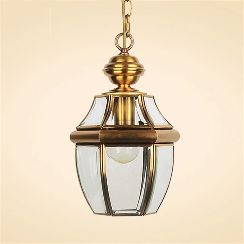 suspension led antique en verre et cuivre pour extérieur et intérieur - vue 4 sur 7
