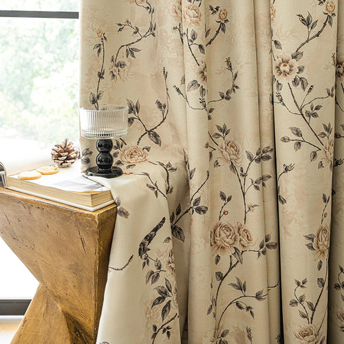 Rideau occultant floral style chinois pour salon chambre