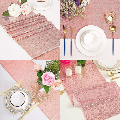 Chemin de table paillettes doré argent rose festif