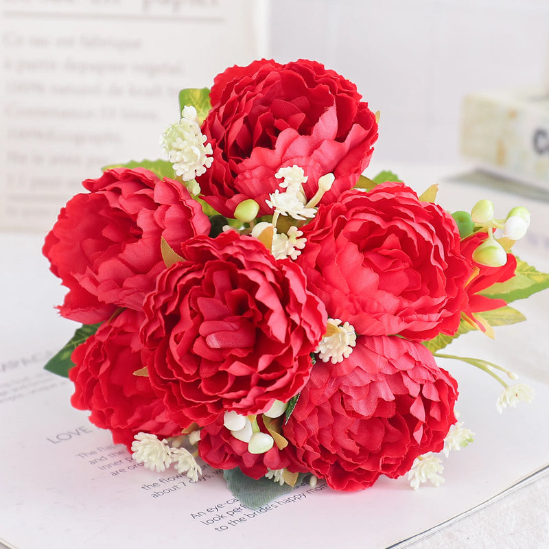 fleurs artificielles soie pivoine hortensia décoration mariage bouquet