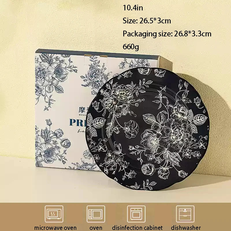 service assiettes ceramique style champetre fleurs vintage