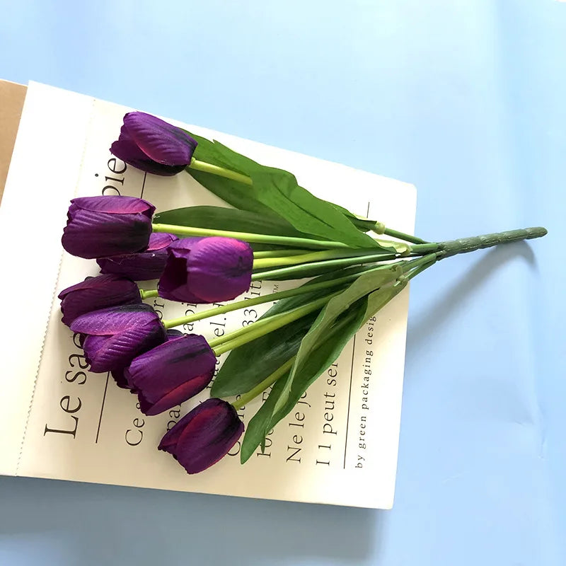 bouquet de tulipes artificielles pour mariage et décoration intérieure - vue 6 sur 11