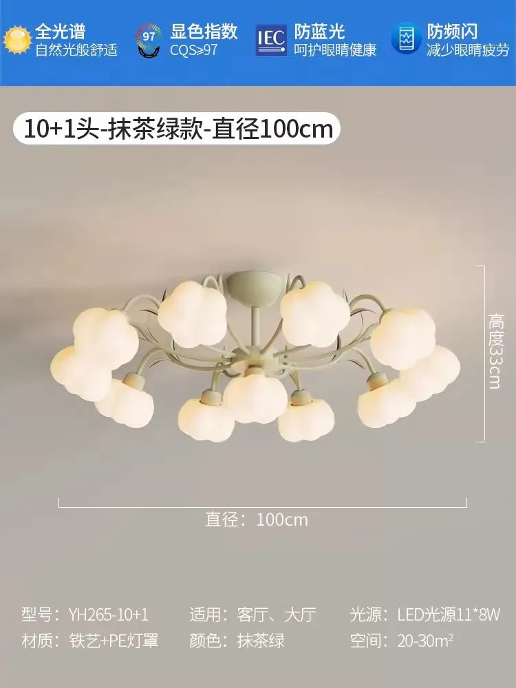plafonnier moderne à LED avec couverture en coton décorative - vue 8 sur 12