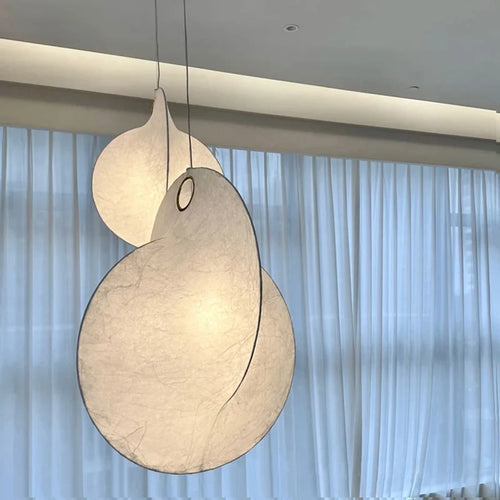 lustre led en soie nordique wabi sabi suspendu pour décoration maison