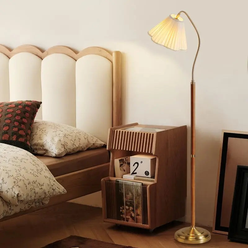 Lampadaire bois massif rétro japonais luxe haut gamme bureau chambre - vue 5 sur 8