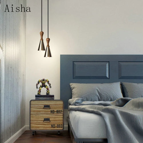 lustre en bois massif pour éclairage intérieur décoratif - vue 4 sur 7