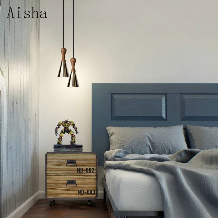 lustre en bois massif pour éclairage intérieur décoratif - vue 4 sur 7
