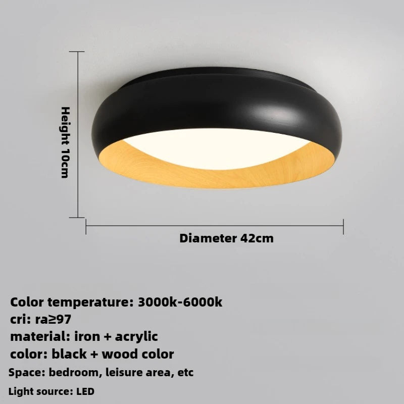 lampe minimaliste japonaise rétro circulaire anti éblouissement éclairage doux - vue 8 sur 12