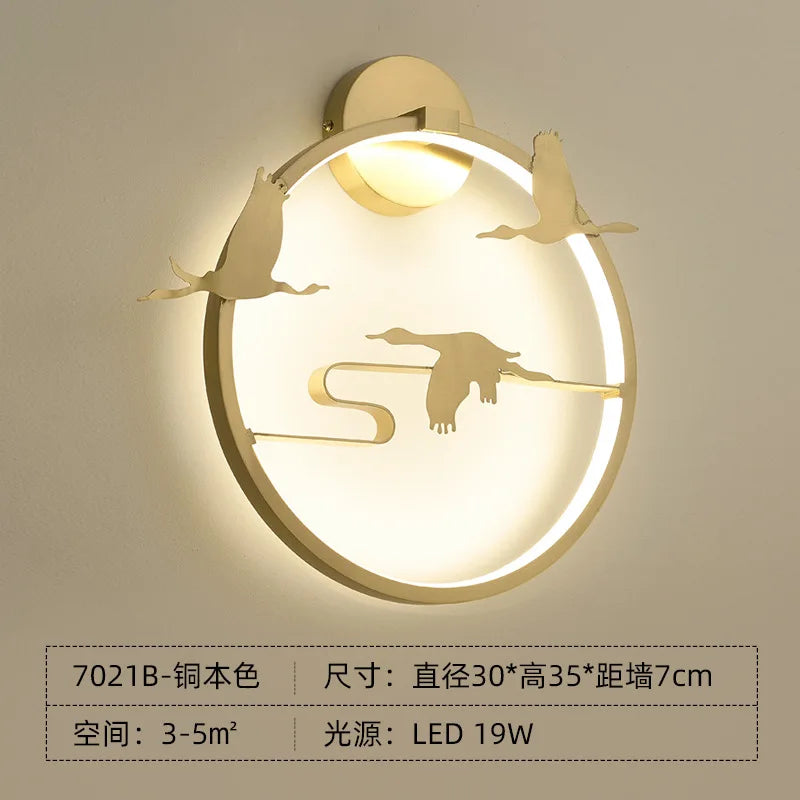 applique murale led traditionnelle chinoise en cuivre pour intérieur décoratif - vue 9 sur 10