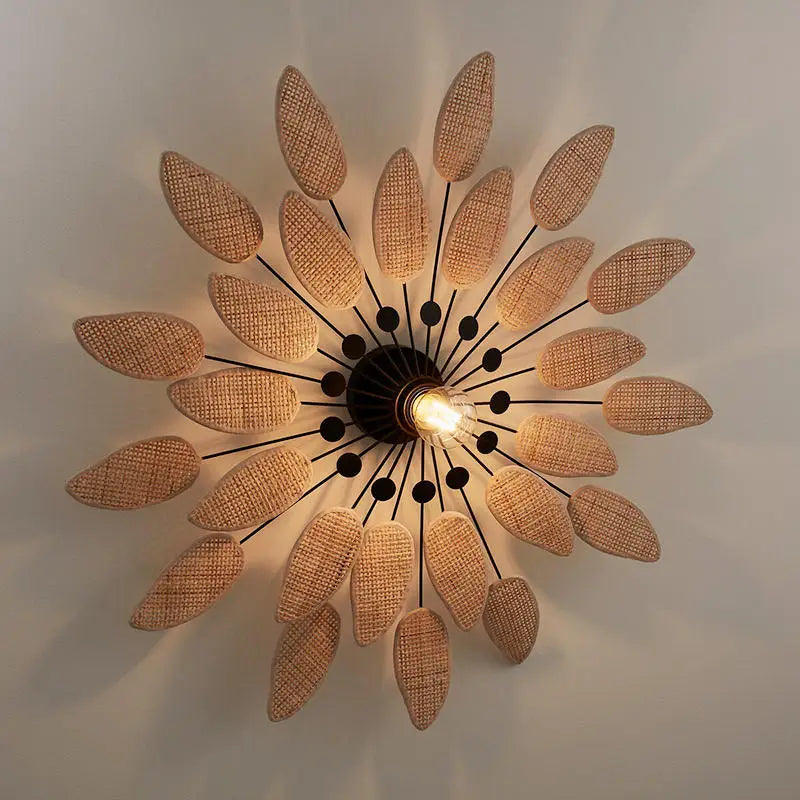 appliques murales en rotin wabi sabi pour intérieur et salon de thé - vue 4 sur 6