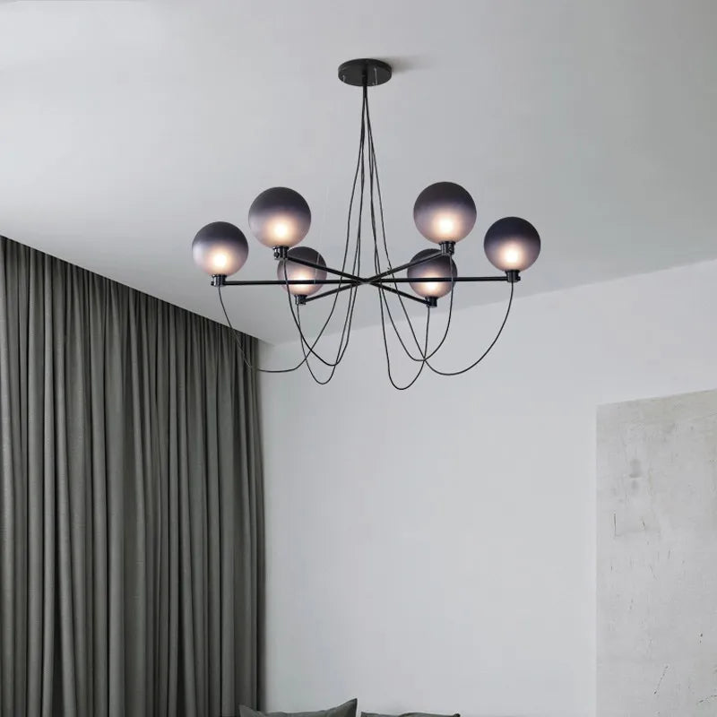 lustre nordique boule en verre style industriel rétro - vue 5 sur 7