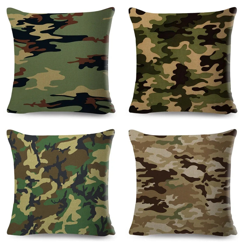 housses de coussin camouflage géométriques pour décoration intérieure
