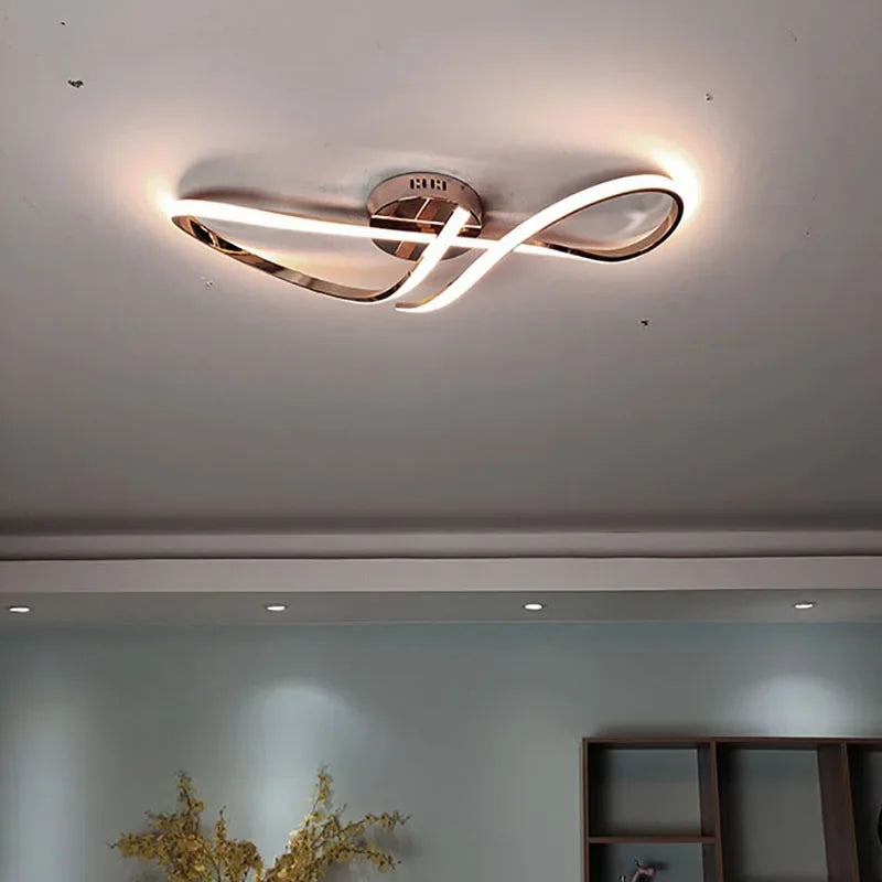 plafonnier moderne à leds doré chromé pour intérieur