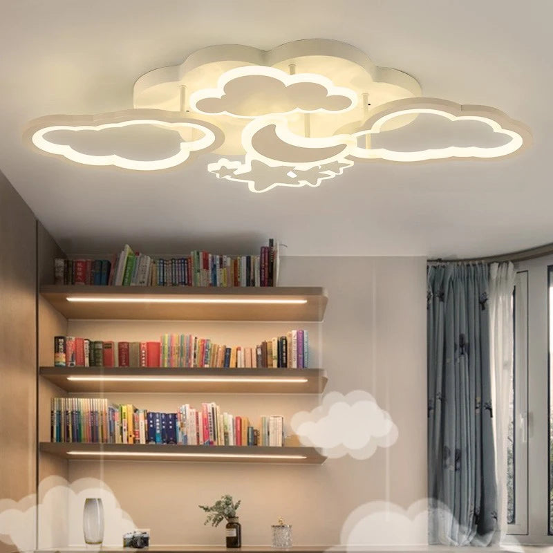 lustre led moderne en forme de lune étoile nuage pour enfants - vue 3 sur 25