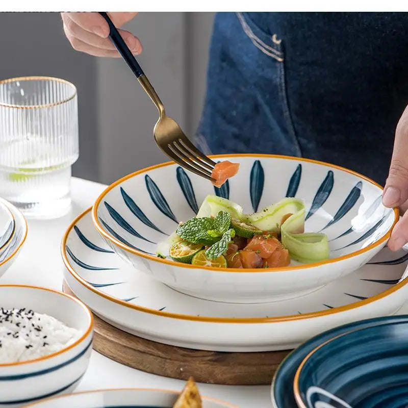 Assiette ronde porcelaine style japonais profonde 18 cm - vue 5 sur 7