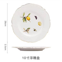 Assiette ceramique motif citron style europeen fruits desserts