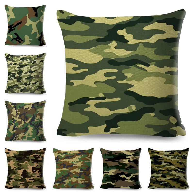housses de coussin décoratives motif camouflage militaire