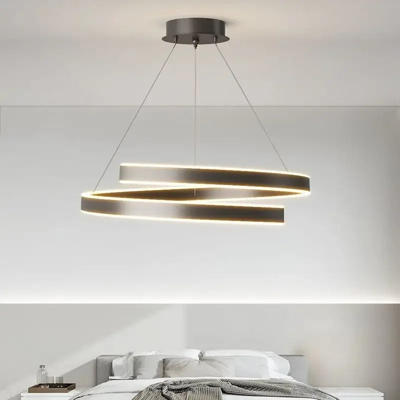 lustre moderne en spirale à LED pour décoration intérieure - vue 5 sur 24