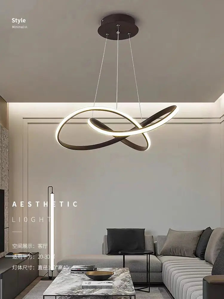 suspension LED torsadée design nordique intensité variable - vue 7 sur 8