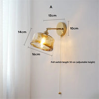 applique murale rotative rétro en verre cuivré avec interrupteur