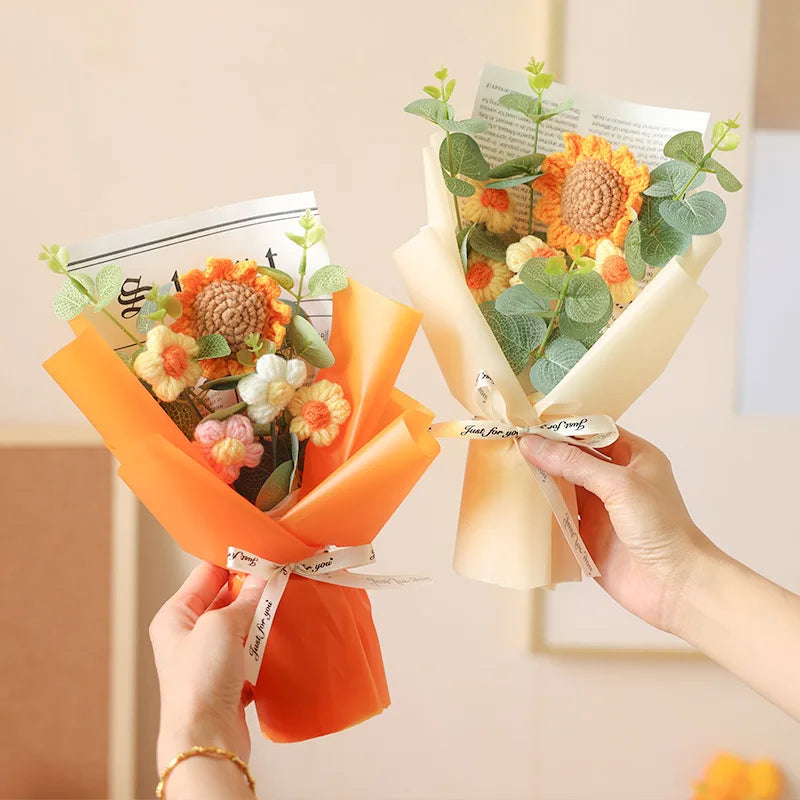 bouquet de tournesols au crochet fait main pour cadeaux et décorations - vue 4 sur 13