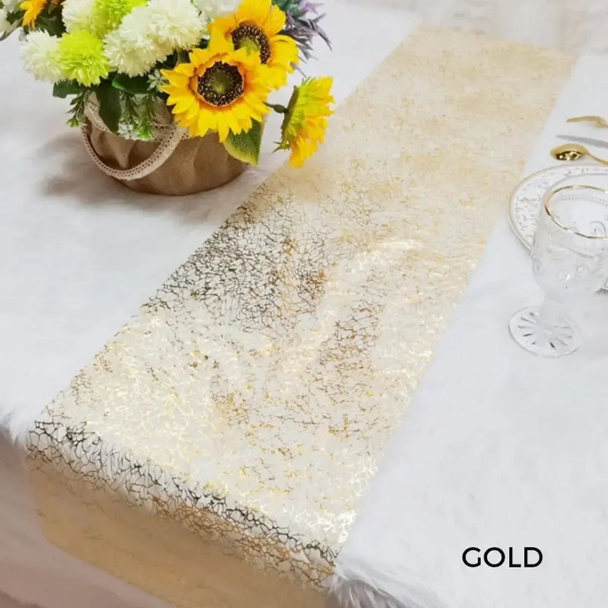 Chemin de table rose gold paillettes brillantes fête - vue 2 sur 7