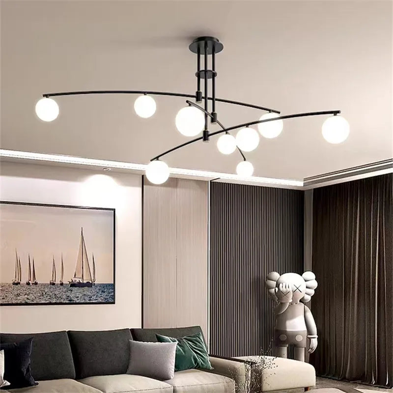 lustre minimaliste en verre style nordique pour décoration intérieure