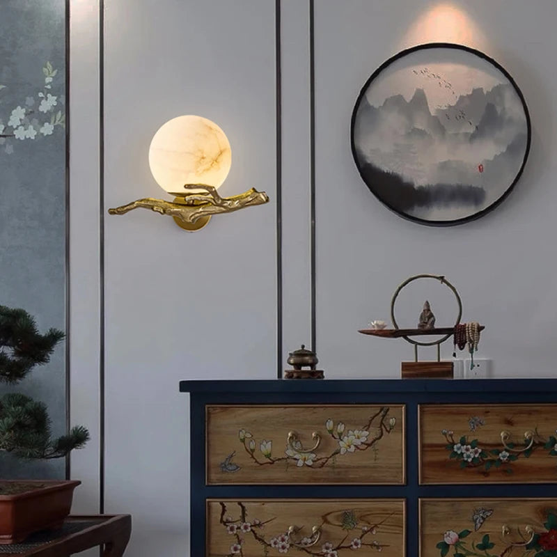 applique murale en cuivre et marbre naturel design élégant pour intérieur - vue 3 sur 7