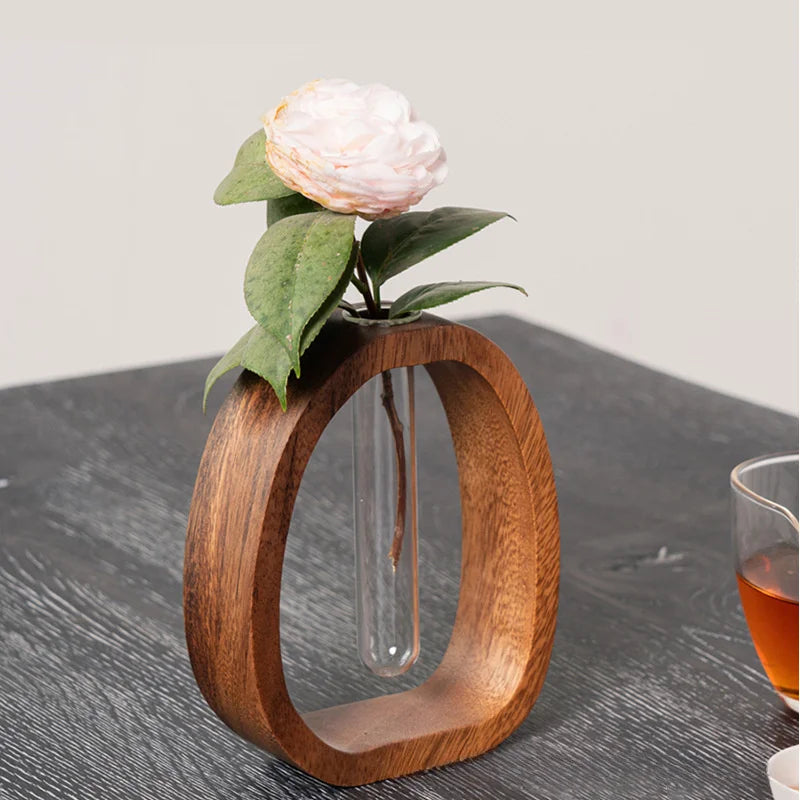 ustensile floral en bois massif vase en verre pour plantes en eau - vue 4 sur 7