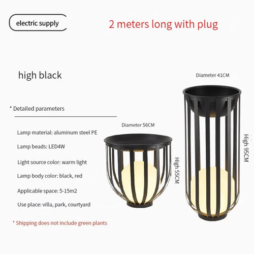 Lampadaire solaire de jardin lampe nordique en pot de fleurs pour Villa cour cour passerelle couloir décor extérieur IP65 éclairage étanche - vue 17 sur 18