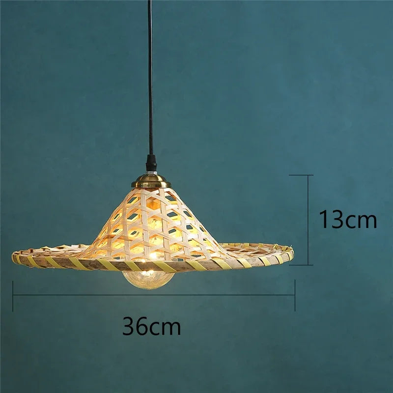 lustre d'art fait main en bambou naturel style chinois led - vue 6 sur 7
