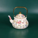 Bouilloire email vintage florale poignée dorée 1 5l