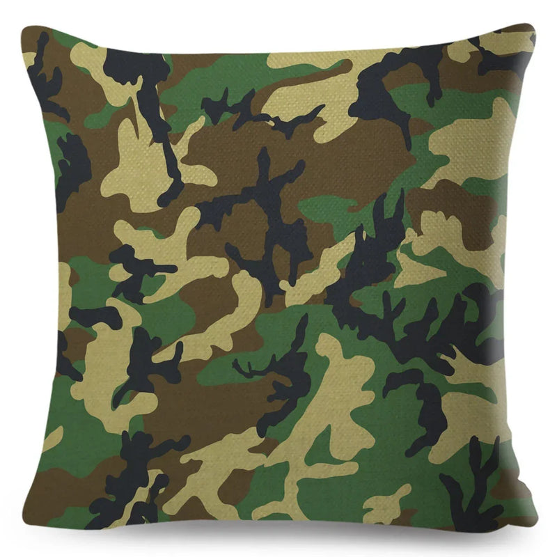 housses de coussin géométriques motif camouflage militaire décoratif