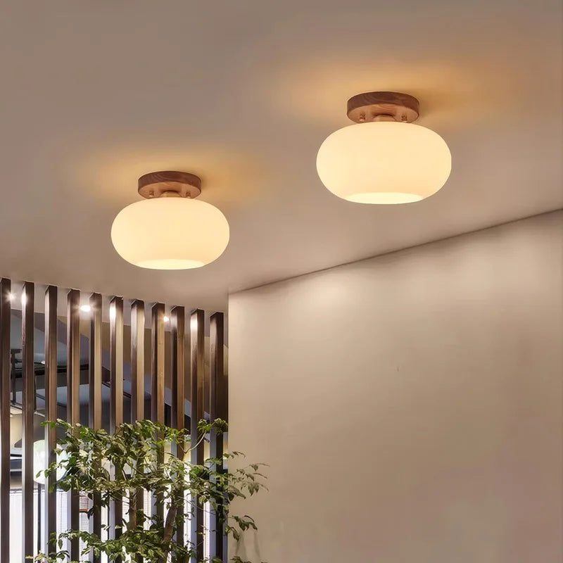 Walnut Wood ceiling light, Wabi-sabi Modern style, Aisle lighting for Bedroom, Living, Corridor, Aisle balcony, Entrance Hall - vue 4 sur 7