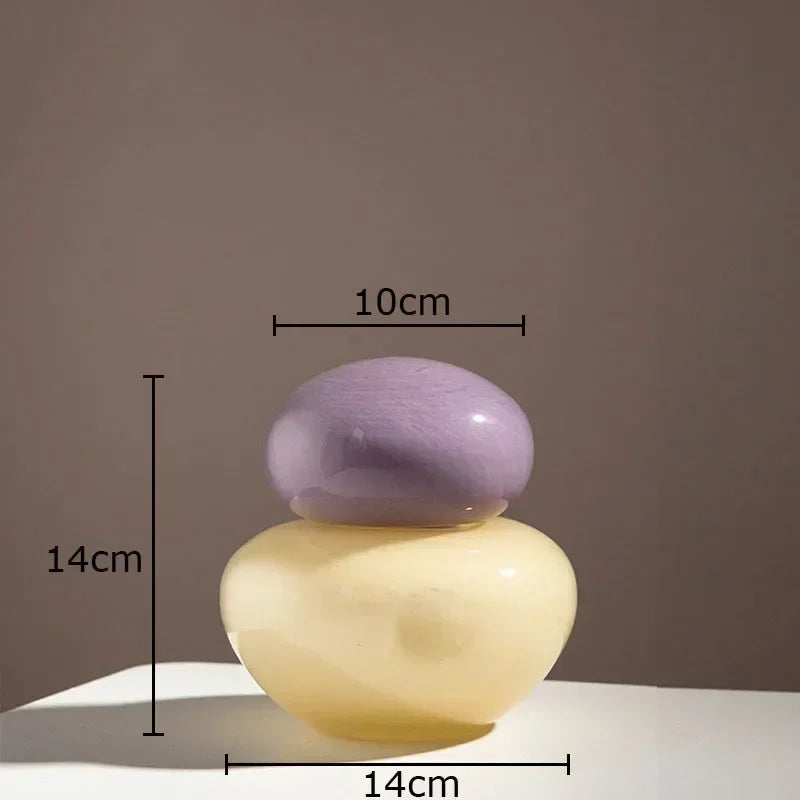 vase elliptique en verre avec couvercle pour fleurs décoratives - vue 9 sur 9