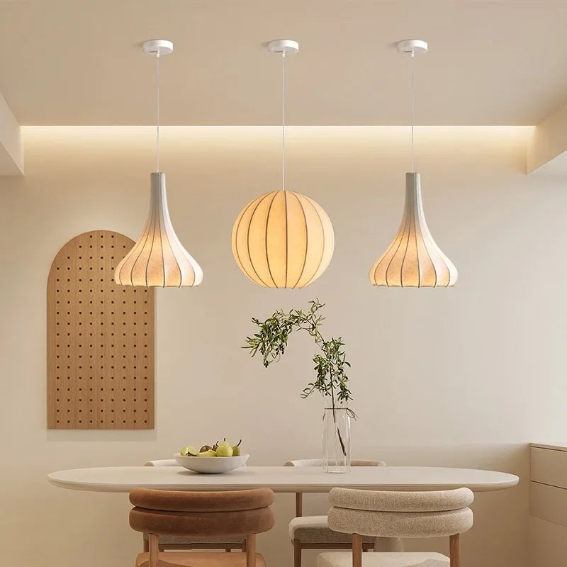 suspension wabi sabi en soie pour décoration intérieure moderne - vue 3 sur 14