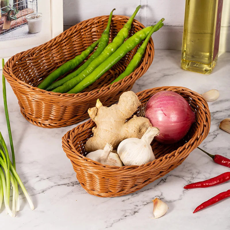 panier à pain en rotin fait main pour rangement alimentaire - vue 3 sur 11