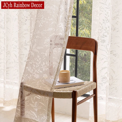 Voilage tulle brodé floral moderne pour salon chambre