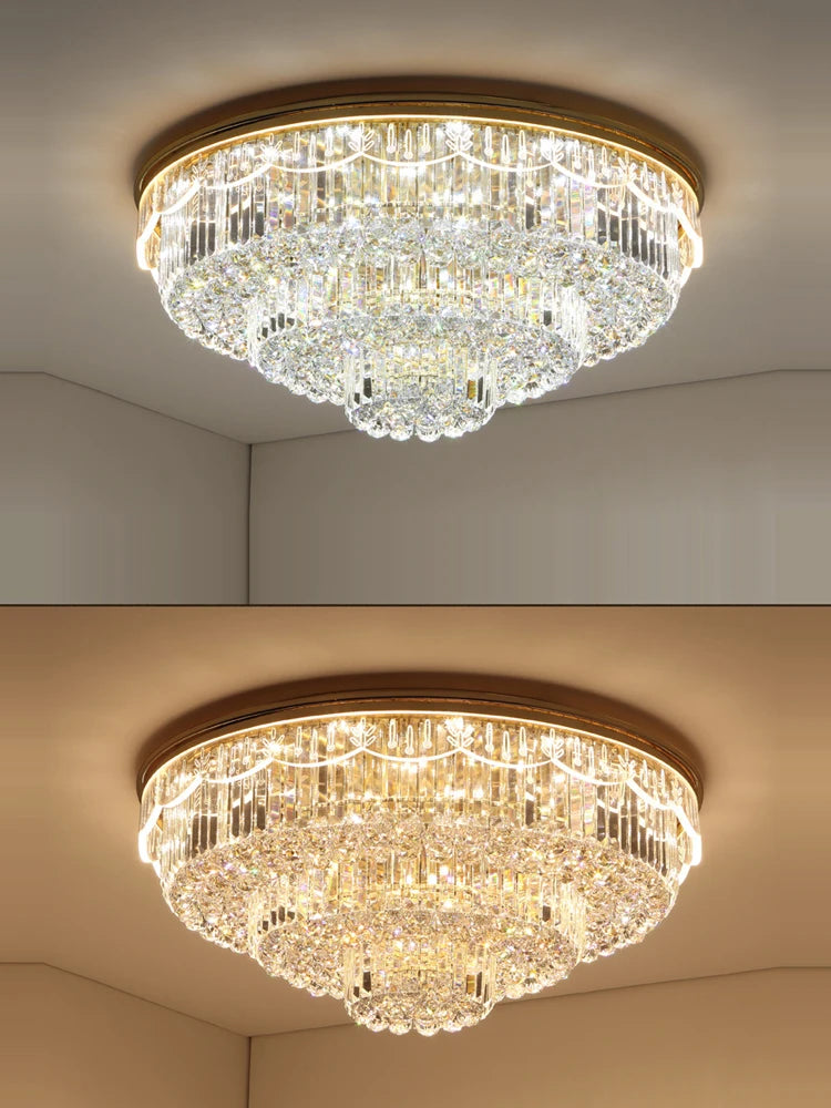 plafonnier led variable en cristal et acier inoxydable pour intérieur moderne - vue 3 sur 12