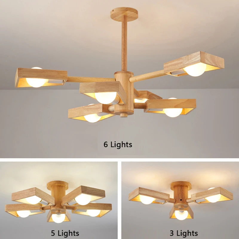 lustre suspendu en bois d'éclairage d'arbre nordique pour décoration - vue 5 sur 10