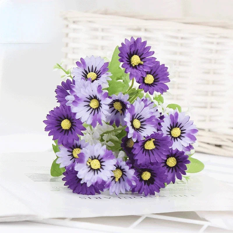 bouquet de marguerites en soie pour décoration florale artificielle - vue 7 sur 10