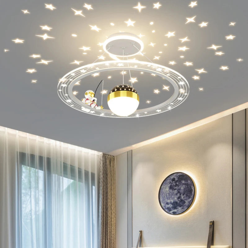 Lustre LED rond d'astronaute à gradation pour chambre d'enfant - vue 5 sur 12