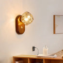 applique murale led style moderne avec interrupteur en bois