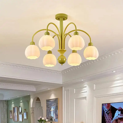 lustre verre lait blanc led chambre intérieure vert