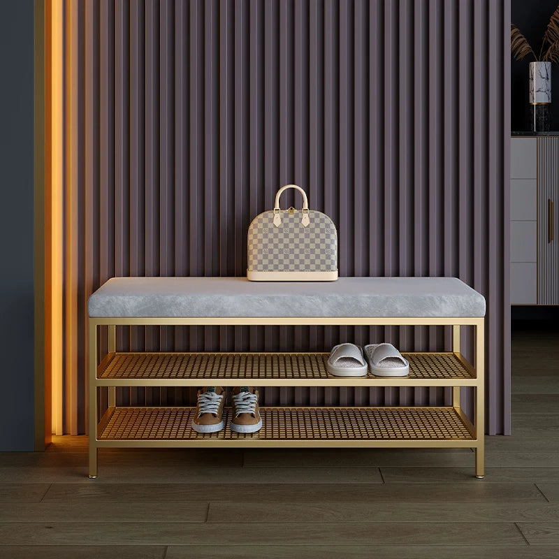 étagère à chaussures en métal design moderne pour rangement élégant - vue 4 sur 12