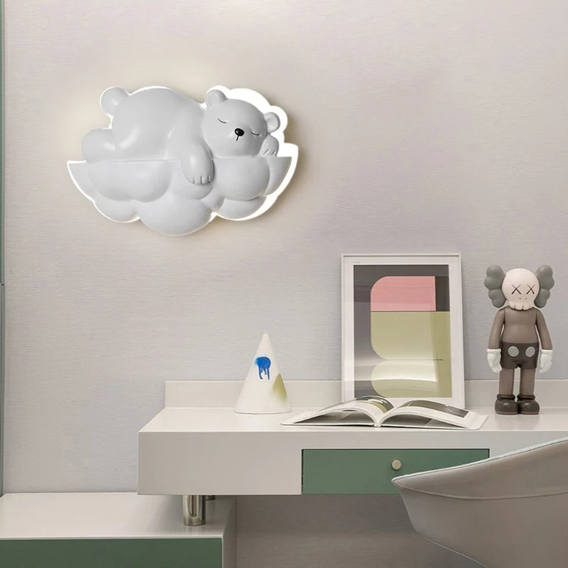 applique murale ours polaire lumineuse pour enfants avec télécommande - vue 3 sur 9