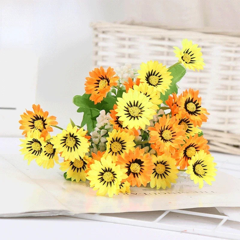 bouquet de marguerites en soie pour décoration florale artificielle - vue 9 sur 10
