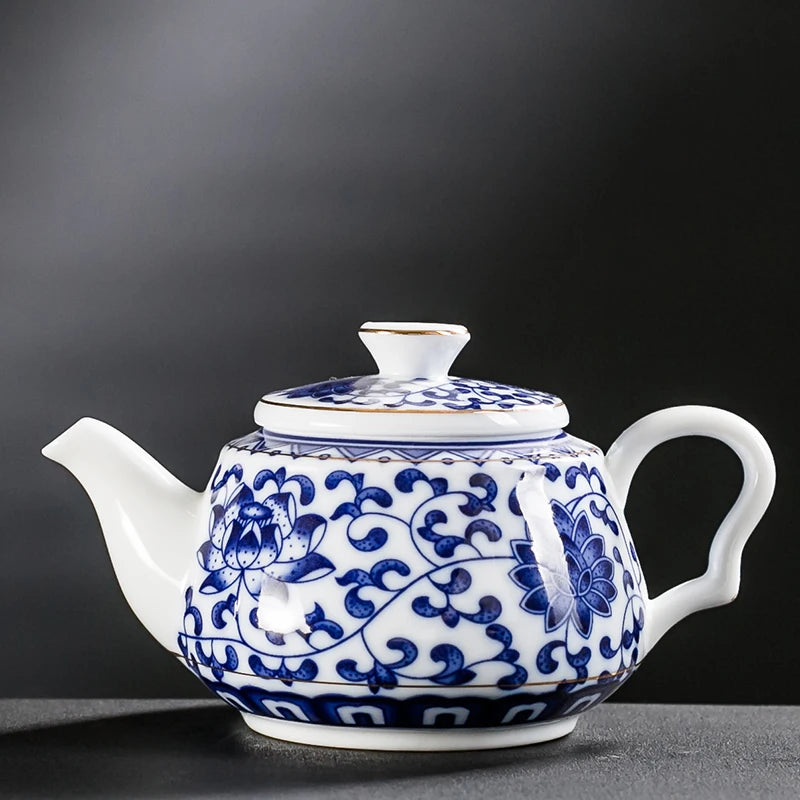 Théière chinoise porcelaine artisanale motifs traditionnels 200ml portable