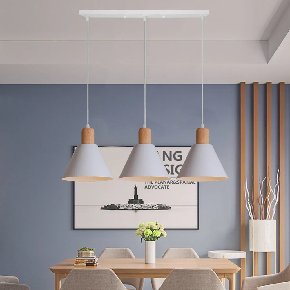 lamp suspension simple led nordique blanc 1/3 têtes - vue 10 sur 11
