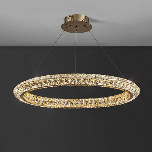 lustre en cristal doré design moderne pour intérieur élégant - vue 5 sur 11